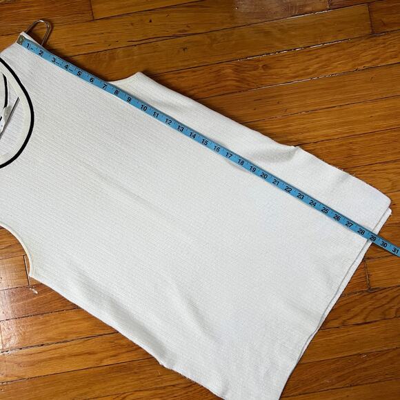 Athleta On the Town Cream with Black Trim Ribbed Knit Sweater Tunic Top Size M - Picture 16 of 16